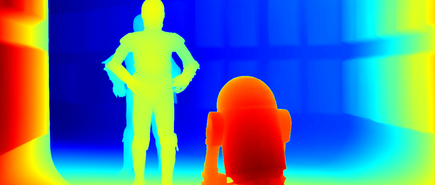 C-3PO and R2-D2 depth map color